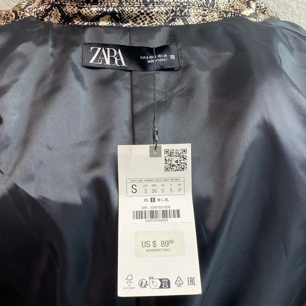 Zara Women Snakeskin Print Women's Blazer, Long Sleeve, Women Size Small - Picture 8 of 15